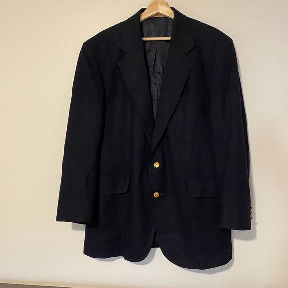 Pendleton Mens Wool Blazer Size 42L Jacket 2-Button Navy Blue Gold Buttons - Picture 2 of 12